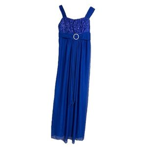 Amy’s Closet Blue Sequin Gown Rhinestone Belted Dress Vintage Y2K Size 12 Prom